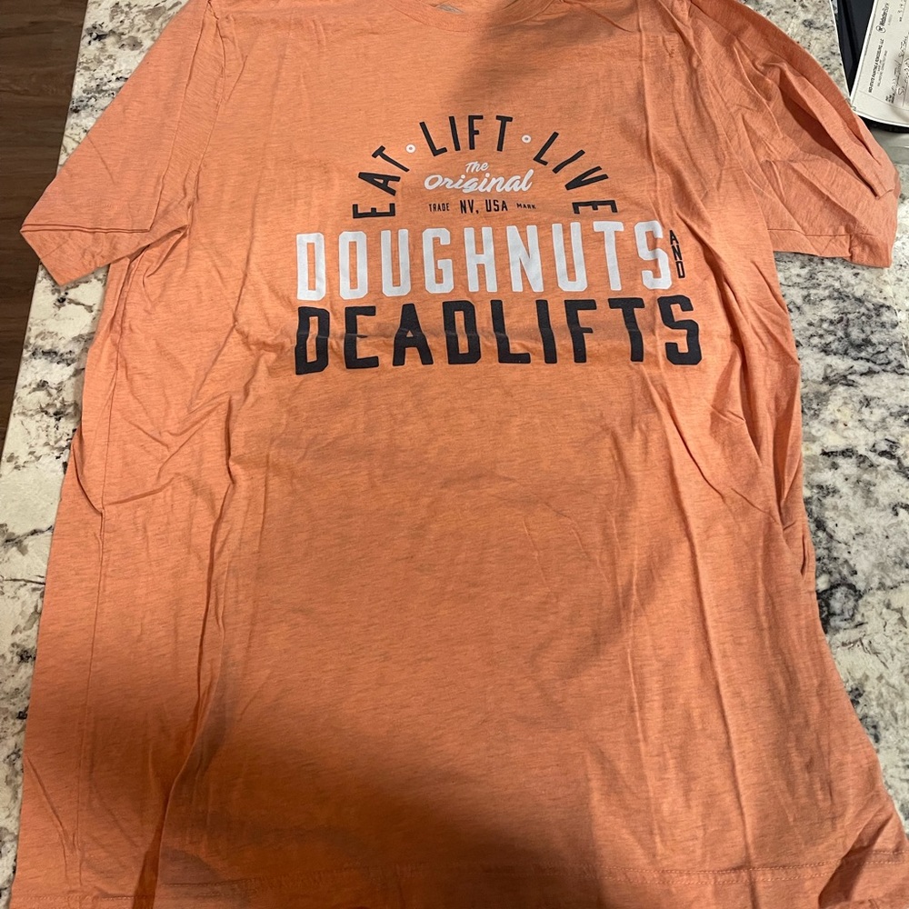 Doughnuts and deadlifts t shirt mens xl
